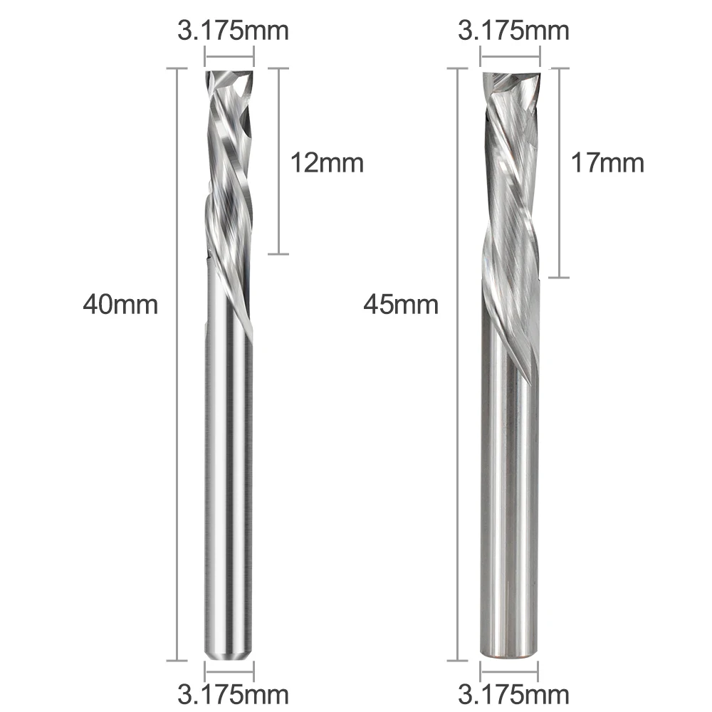 XCAN 압축 밀링 커터 3.175mm 목공 업 & 다운 컷 CNC 커터 라우터 비트 2 플루트 초경 밀링 도구 엔드 밀