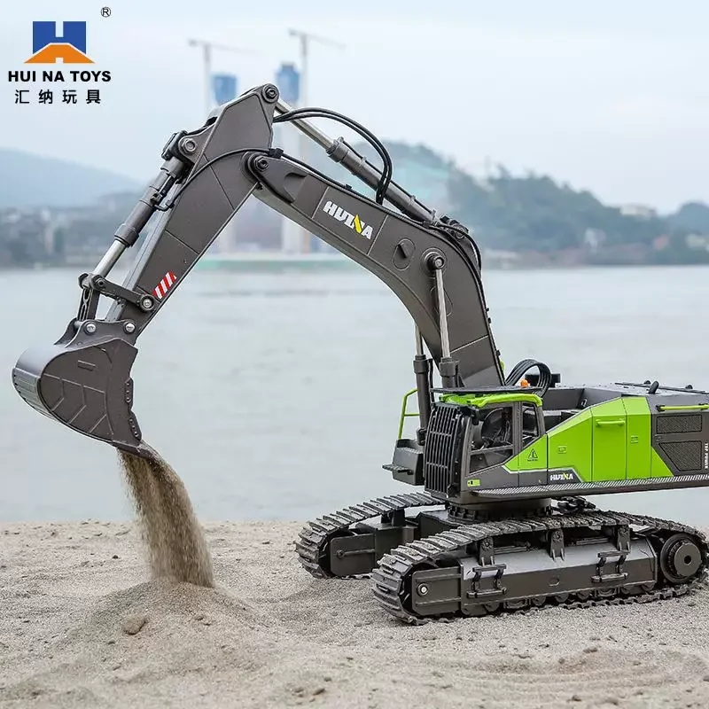 Huina 1593 1：14 Remote Controlled Excavator 28ch Electric Alloy Engineering Vehicle Hook Soil Machine Toy Car Model Toy Gifts