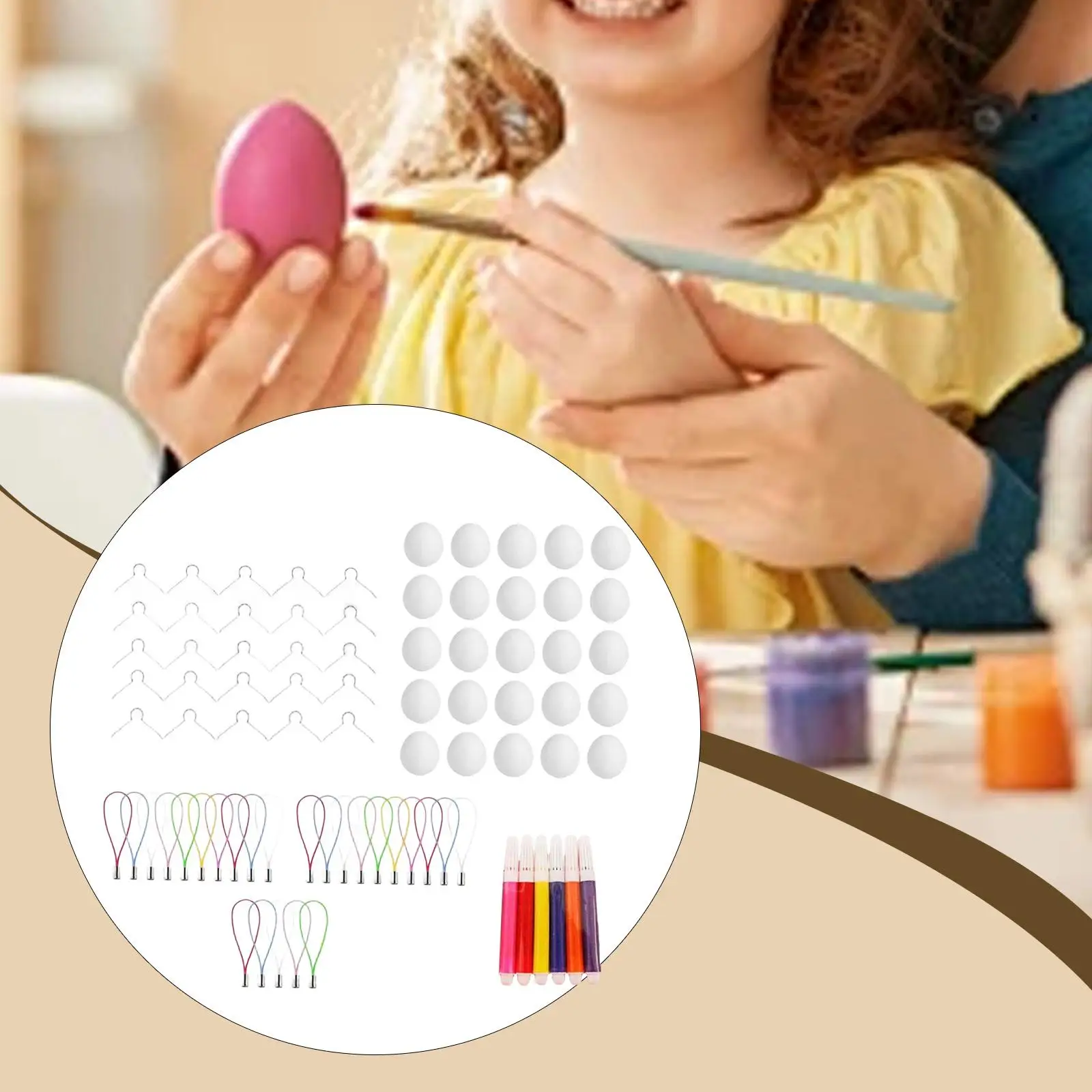Kit de Bricolaje para Huevos de Pascua, Adornos Pintables en Blanco, Huevos Falsos, Decoración Colgante, Suministros para Manualidades, Dulces y Golosinas para Fiestas
