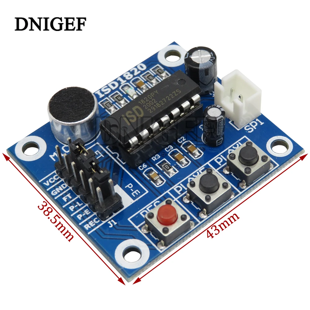 DNIGEF ISD1820 Voice Recording Recorder Module the Voice Board Telediphone With Mic Sound Audio Loudspeaker