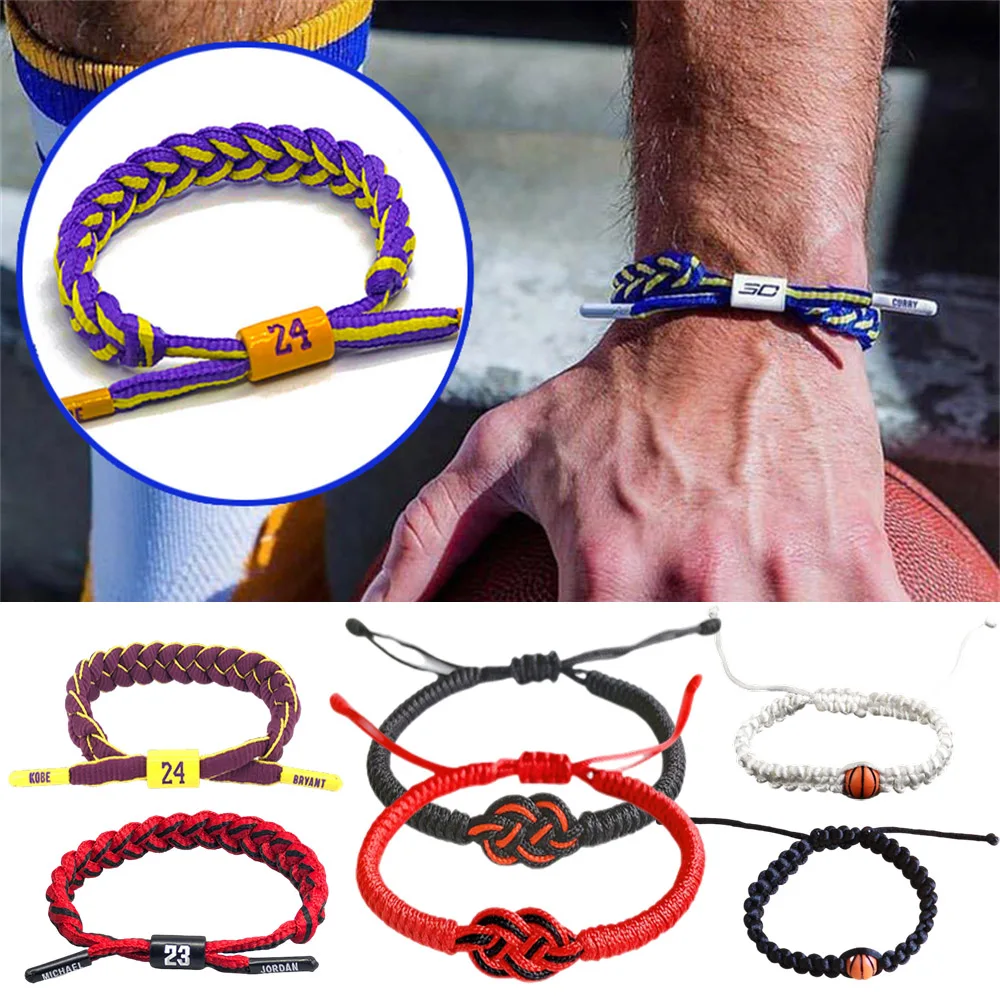 Fashion Basketball Player Number Braided Rope Bracelet Baseball Football Volleyball Sport Bangles for Men Adjustable Wristbands