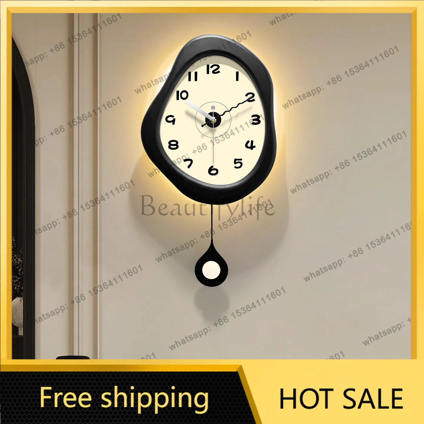 LJY Mid-century Modern Wall Clock Home Decor Silent Sweep Quartz Clock Living Room Kitchen Office Vintage Luxury Minimalist Roun