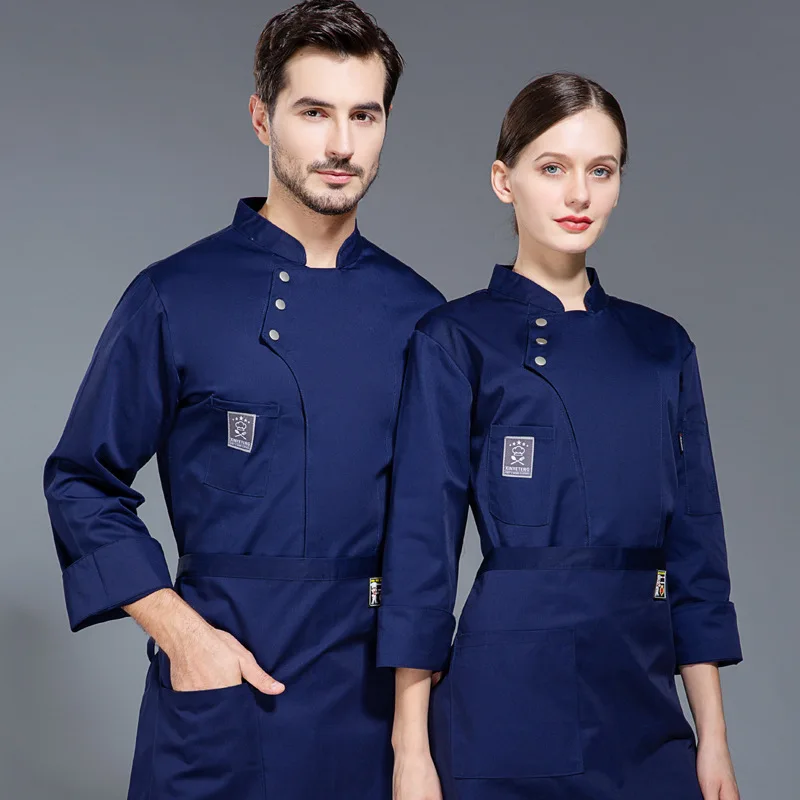 Uniforme da cuoco abbigliamento da lavoro da uomo a maniche lunghe Catering ristorante abbigliamento da cucina autunno e inverno torta pasticceria panettiere abbigliamento da lavoro donna