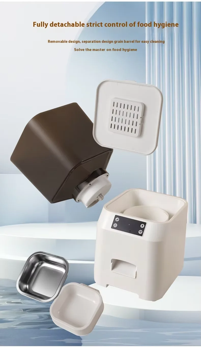 STLFFully Automatic Pet Feeder with Smartphone Remote Control Eco-Friendly Plastic Bowls Timed Feeder