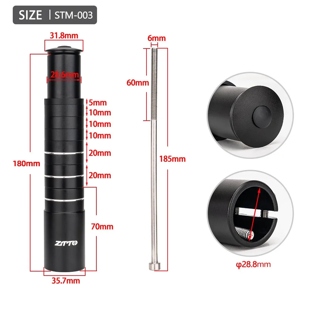 With Washer Bike Fork Stem Riser Extender Convenient Aluminum Alloy Mountain Bike Stem Riser Corrosion Resistance Shortcut