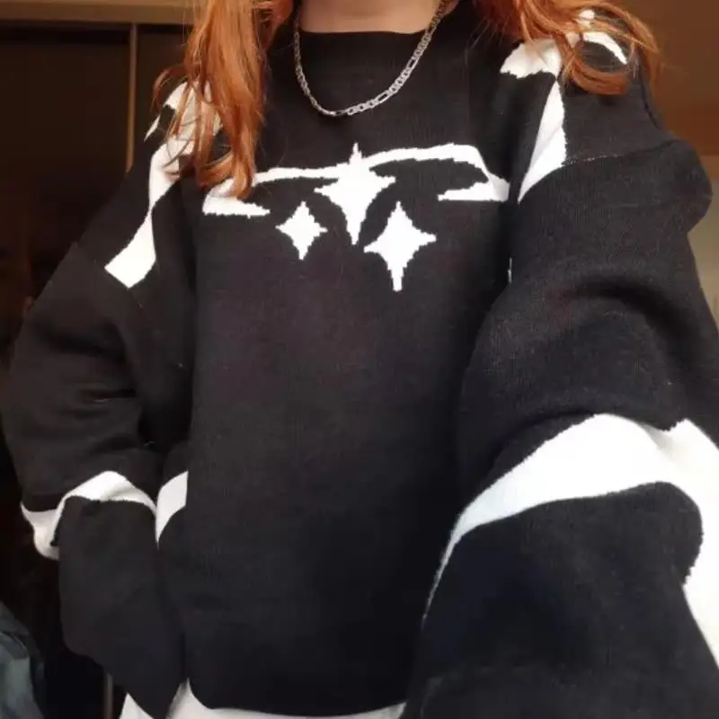 

New Hot Selling Y2K Retro Sweater In Autumn And Winter Y2K Star Pattern Sweater Winter Harajuku Sweater Unisex Aesthetic Clothes