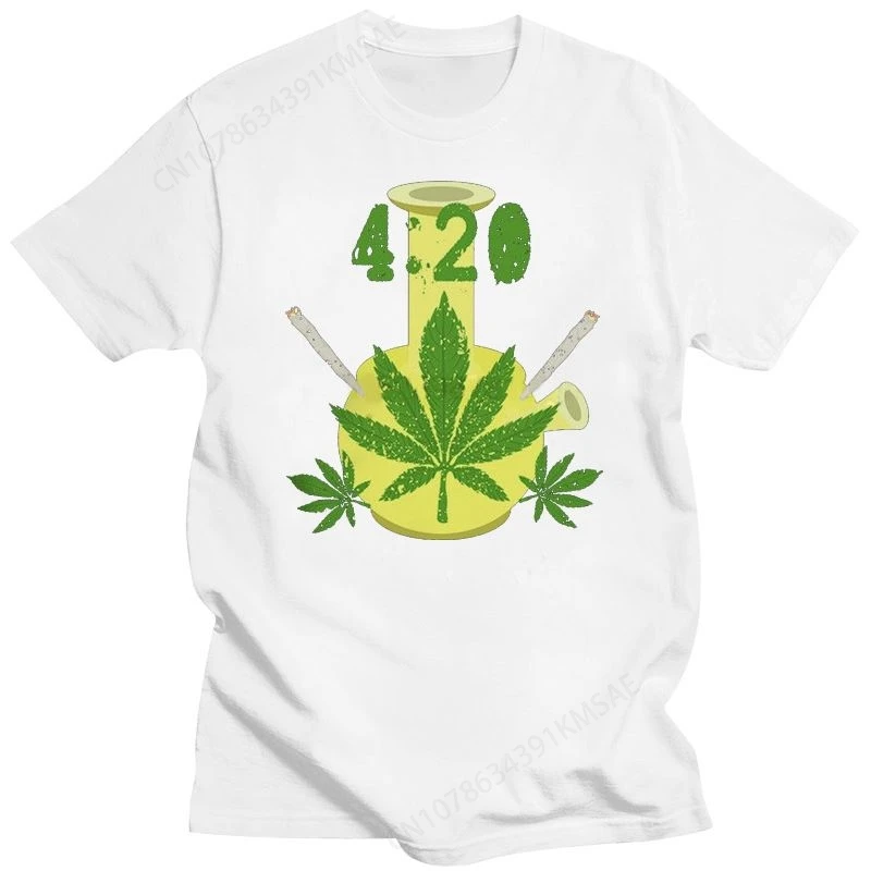 420 Bong Weed Joint Smoke Pipe Pot Sativa Indica Mens Black T-Shirt