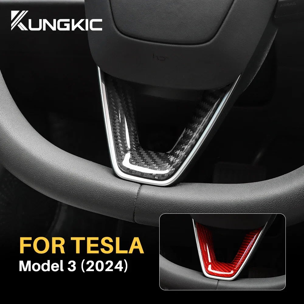 

Настоящее твердое углеродное волокно для Tesla Model 3 Highland 2024, новая отделка, Нижняя крышка рулевого колеса 3, аксессуары для интерьера автомобиля
