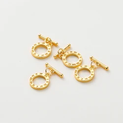 4 Sets 14K/18K Gold Color Plated Brass Roman Numerals O Toggle Clasps for DIY Bracelet Necklace Jewelry Making Accessories