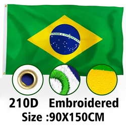 90X150cm Embroidered Br Bra Brasil Brazil Flag 210D Nylon High Quality Brazilian Decoration Banner Tapestry