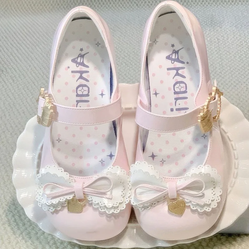 Lolita Original Student Girl Shoes Cute Loli Shoes Tall Leather Shoes Tea Party Single Shoes Butterfly Bow Low Order Shoes