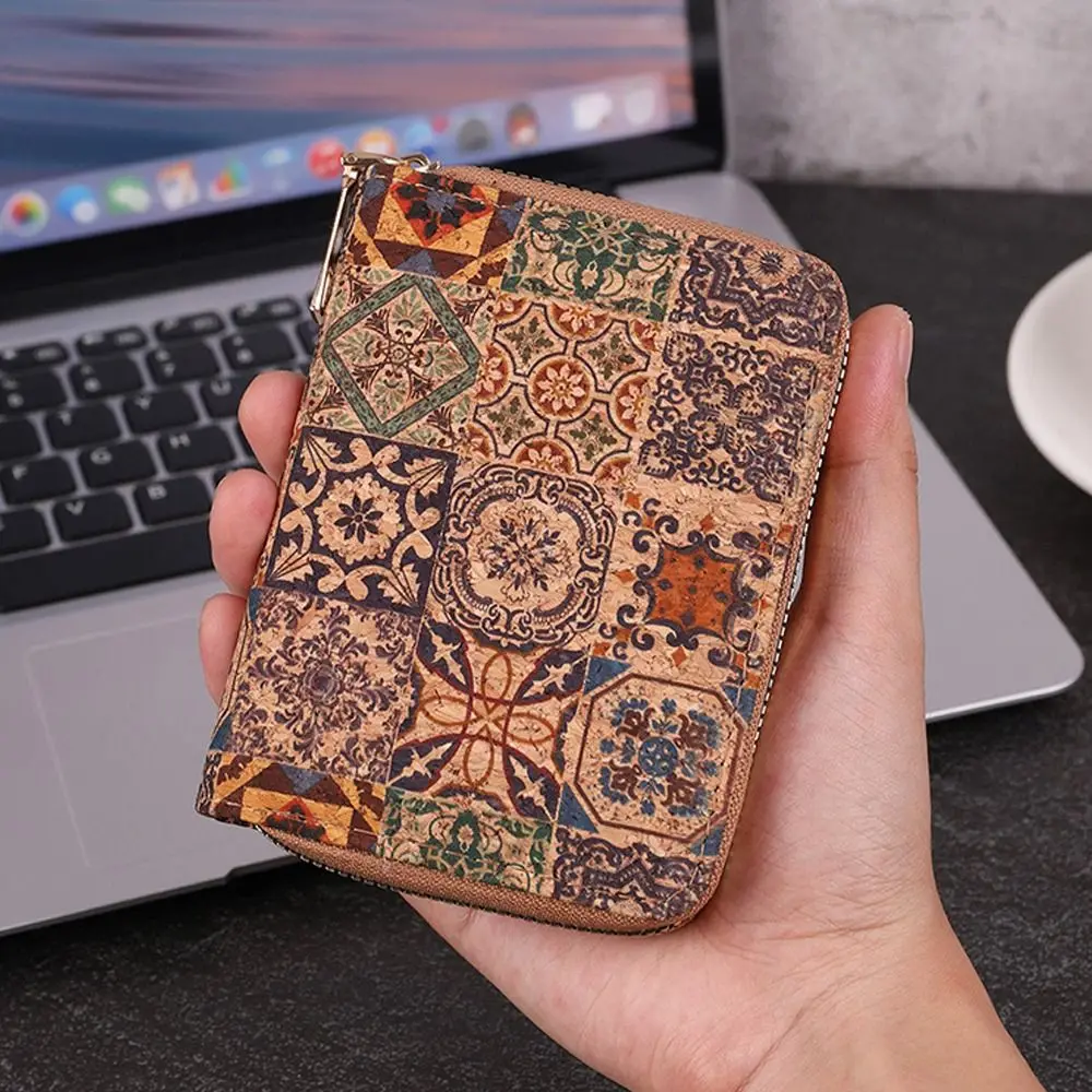 Portable Retro Short Wallet PU Leather Bohemian Style Coins Purse Multifunctional Multi Card Slots Card Bag