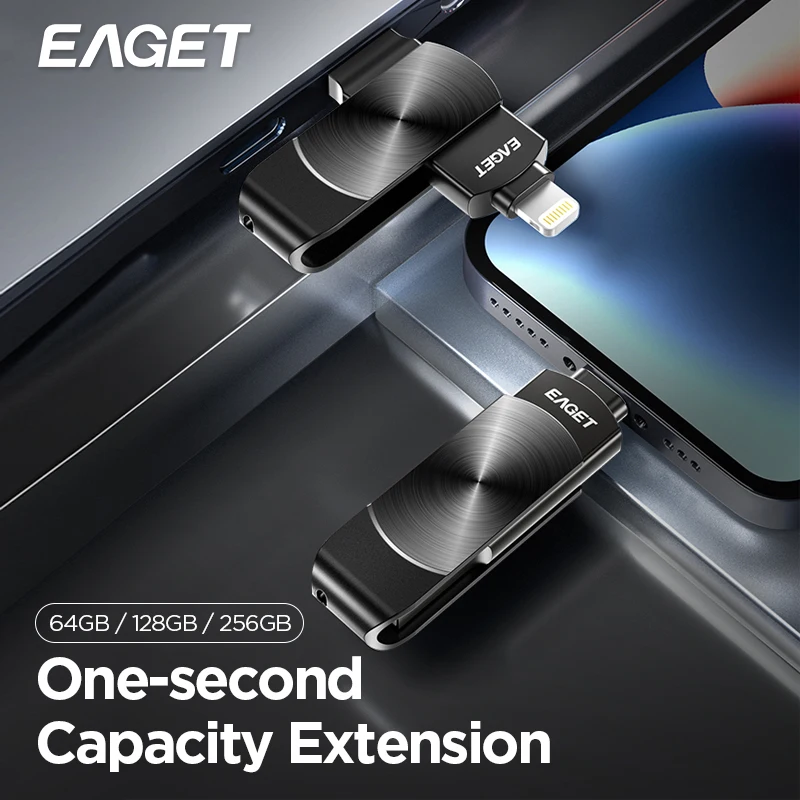 Eaget USB-Flash-Laufwerk MFi-Beleuchtung auf USB 3.2 Pendrive 64 GB 128 GB 256 GB 1 TB USB-Speicherstick für iPhone IPad PC-Telefone Laptops