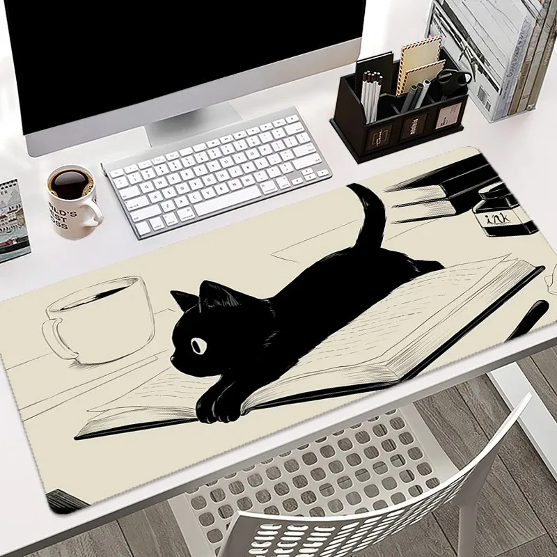 귀여운 고양이 컴퓨터 회사 책상 패드 대형 카와이 마우스패드 사무실 게임용 키보드 마우스 매트 XXL 대형 테이블 카펫