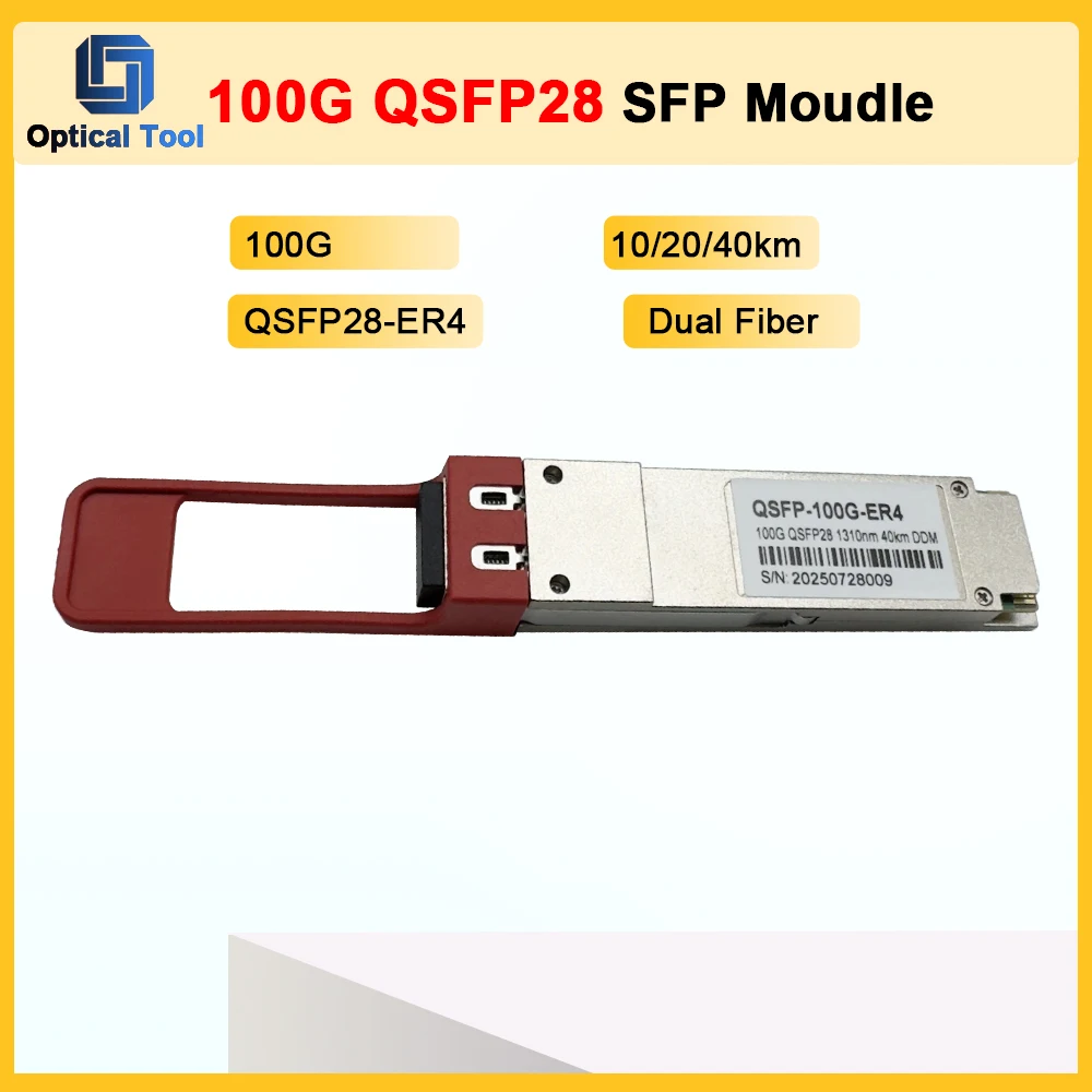FTTH100G 10/20/40km QSFP28 ER 1310nm SFP Optical Fiber Transceiver Module 100Gbase QSFP-100G-ER4-S Compatible Huawei ZTE Cisco