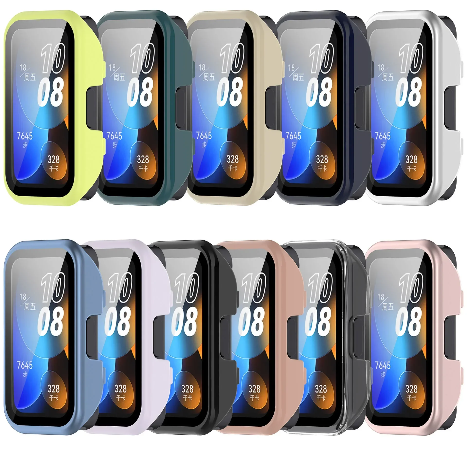 PC Case+Tempered Glass Film For Huawei Band 10 9 8 HD Screen Glass Protective Shell For Huawei Band 9 10 Anti-fall Bumper Cover