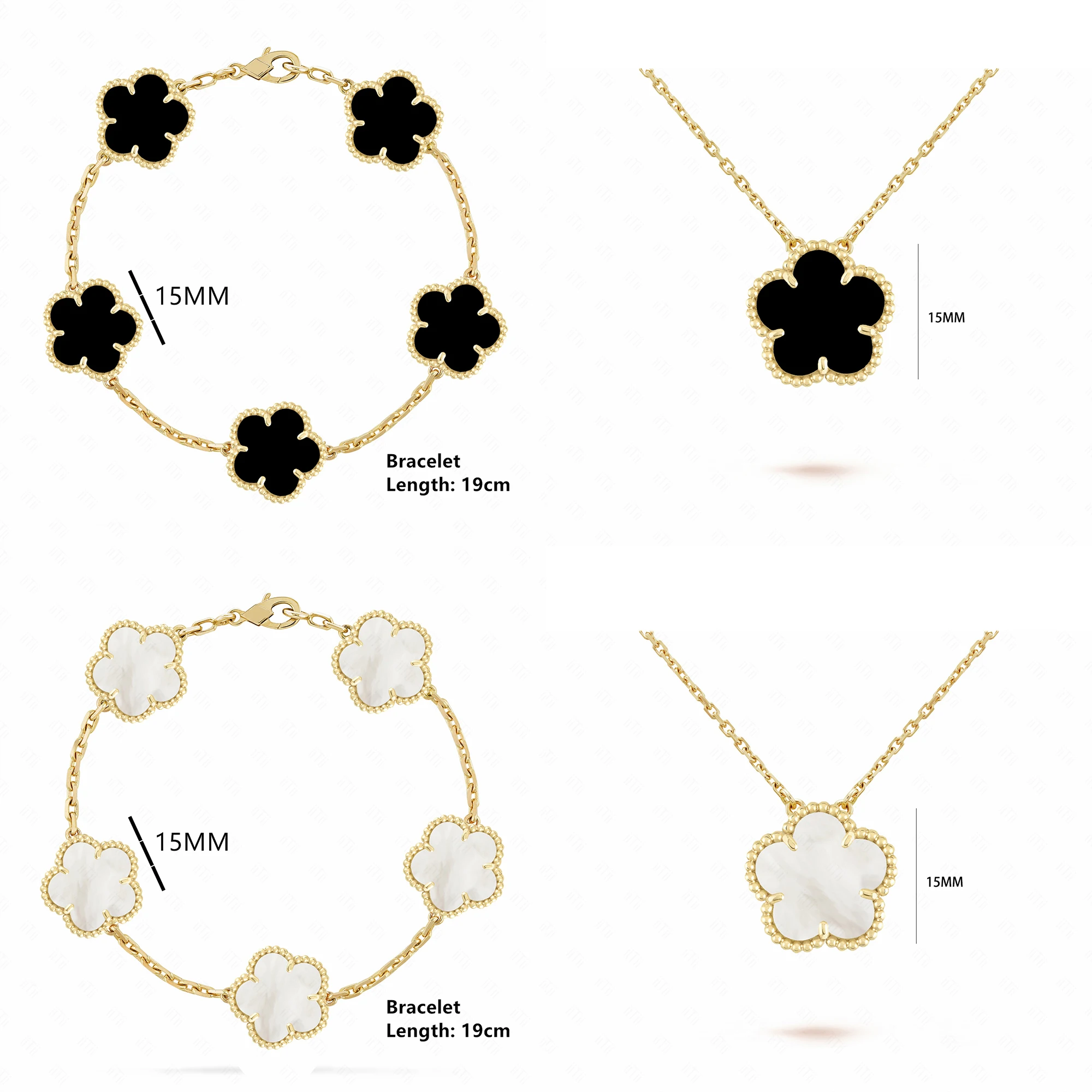 Simple 15mm Natural Shell Stone Five-Leaf Flower Set Bracelet Necklace Classic Flower Woman Jewelry Sets For Party Daily Wear