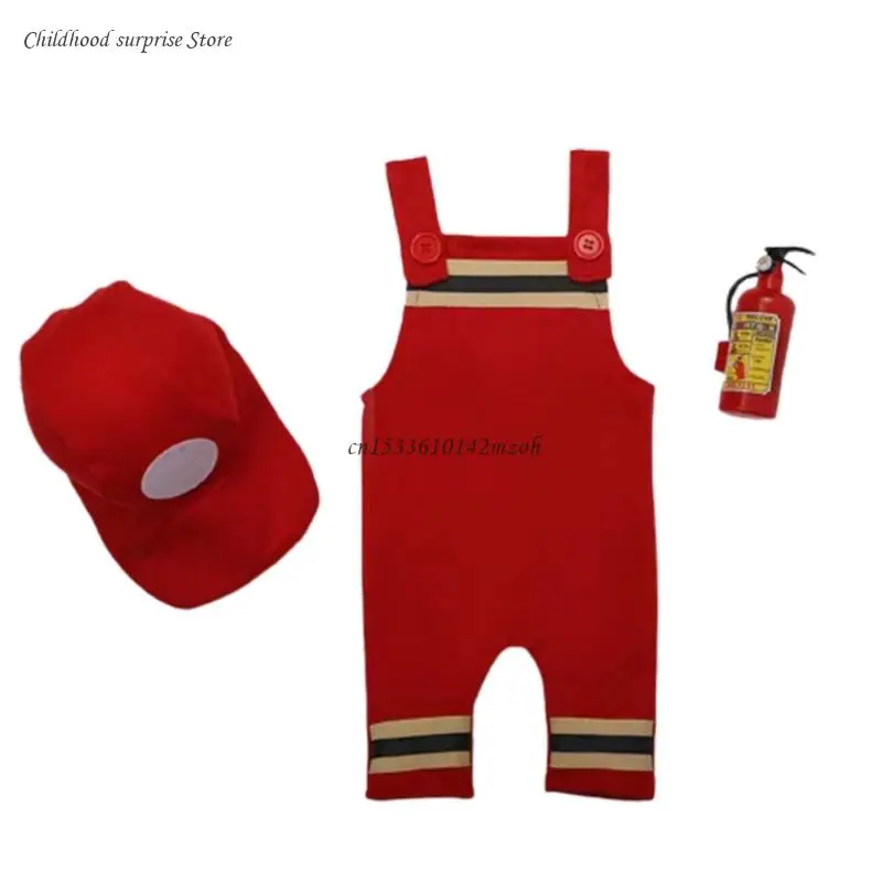 

Newborn Shower Gift Photo Clothing & Firefighter Uniform Baby Photoshoot Outfit Dropship