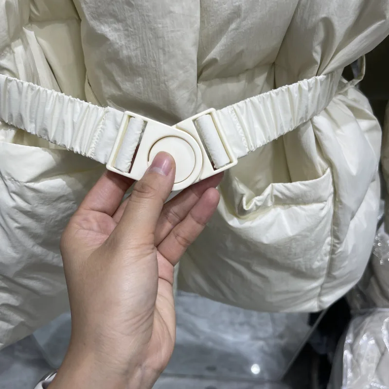 2025 inverno nova jaqueta feminina médio a longo com decote em v cinto mostra desbaste solto design exclusivo jaqueta parkas