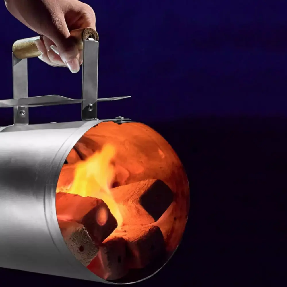 With Handle BBQ Carbon Barrel Heat-resistant Ventilation Opening Barbecue Stove Ignition Cylinder Stainless Steel
