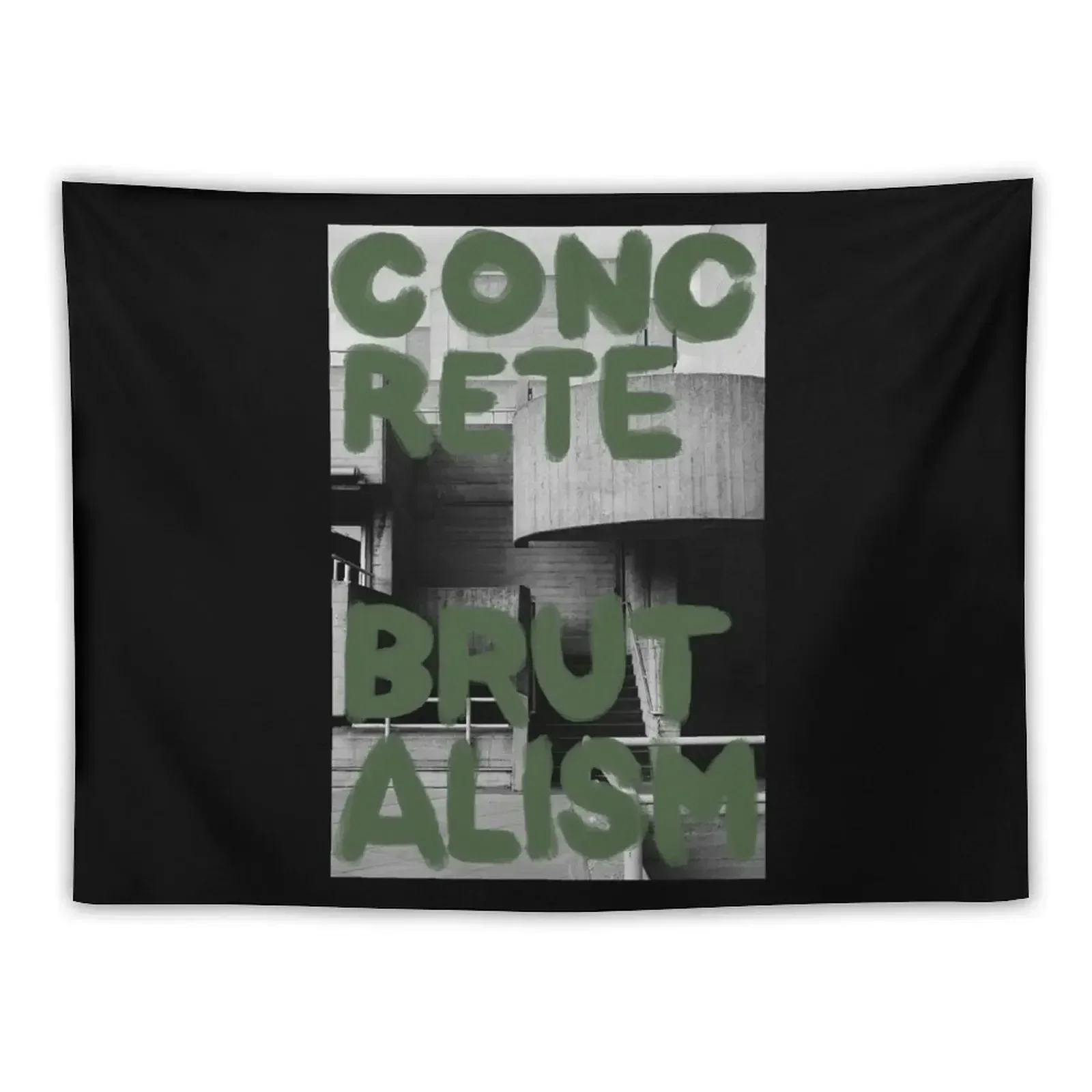 Concrete Brutalism Green Tapestry Aesthetic Room Decor Home Decorating Tapestry