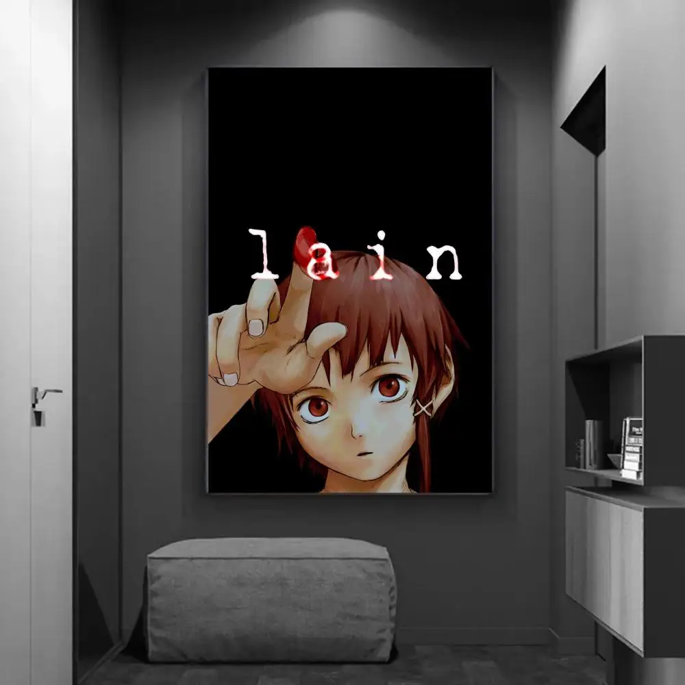 Serial Experiments Lain Anime Movie Sticky Posters Fancy Wall Sticker for Living Room Bar Decoration Vintage Decorative Painting