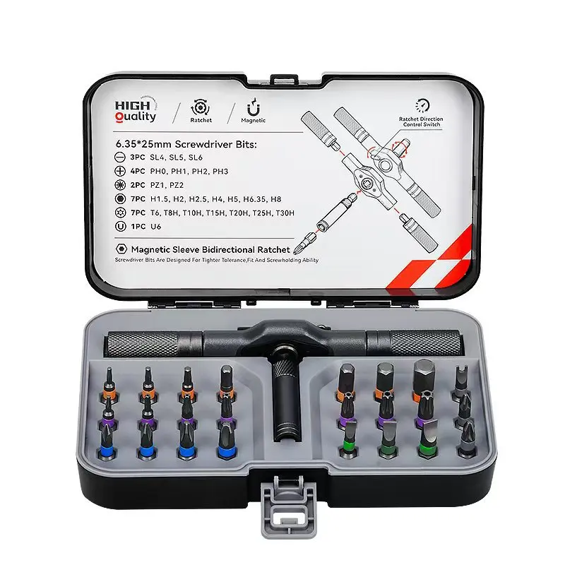 

RS1 ratchet screwdriver set 25 in 1 multi-function S2 steel household wrench screwdriver tool combination set