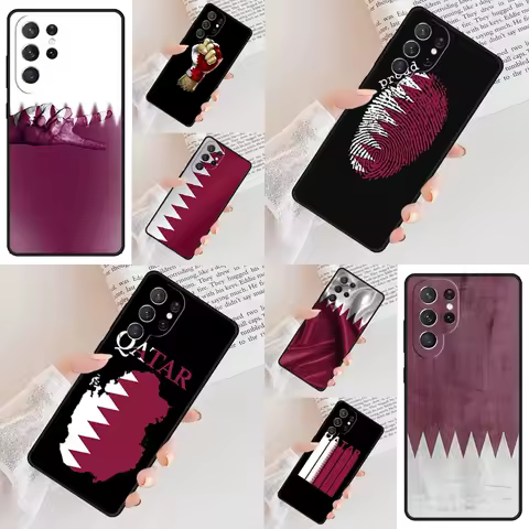 Qatar Flag National Banner Phone Case For Samsung Galaxy S24 S23 S22 S21 Ultra S10 Note 10 Pro S20 Plus FE S9 S8 Cover