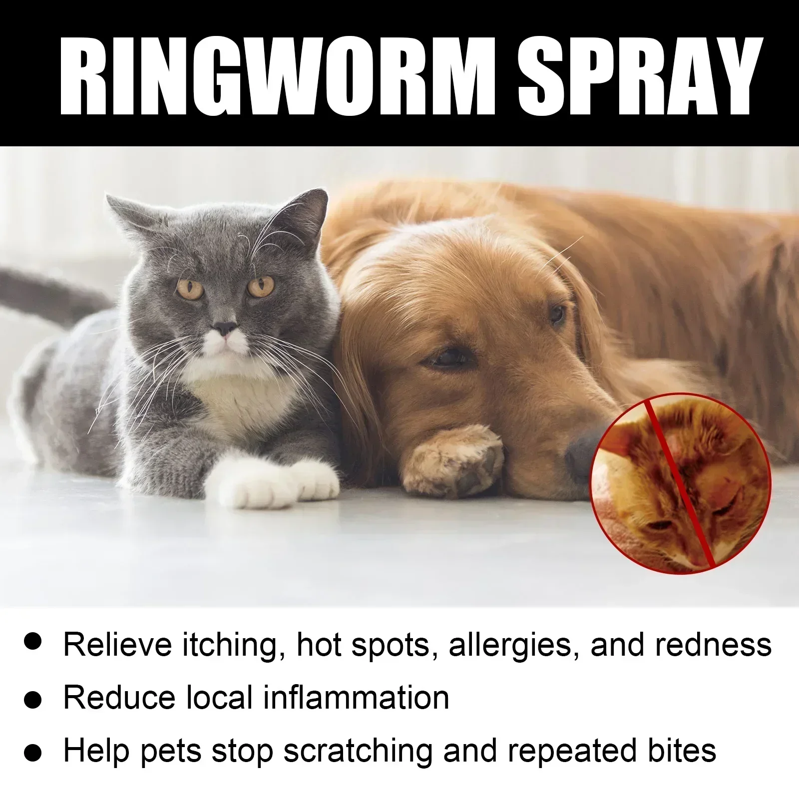 30ML Special Spray for Cat Skin Disease Itching Mite Relieve Ringworm Treatment Medicine Reduce Local Inflammation Cat Supplies