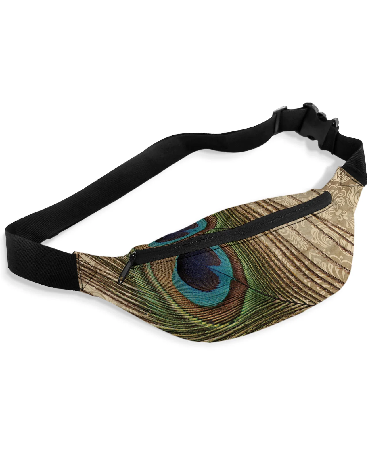 Animal Peacock Feather Retro Waist Packs Shoulder Bag Unisex Messenger Bag Casual Fashion Fanny Pack for Women