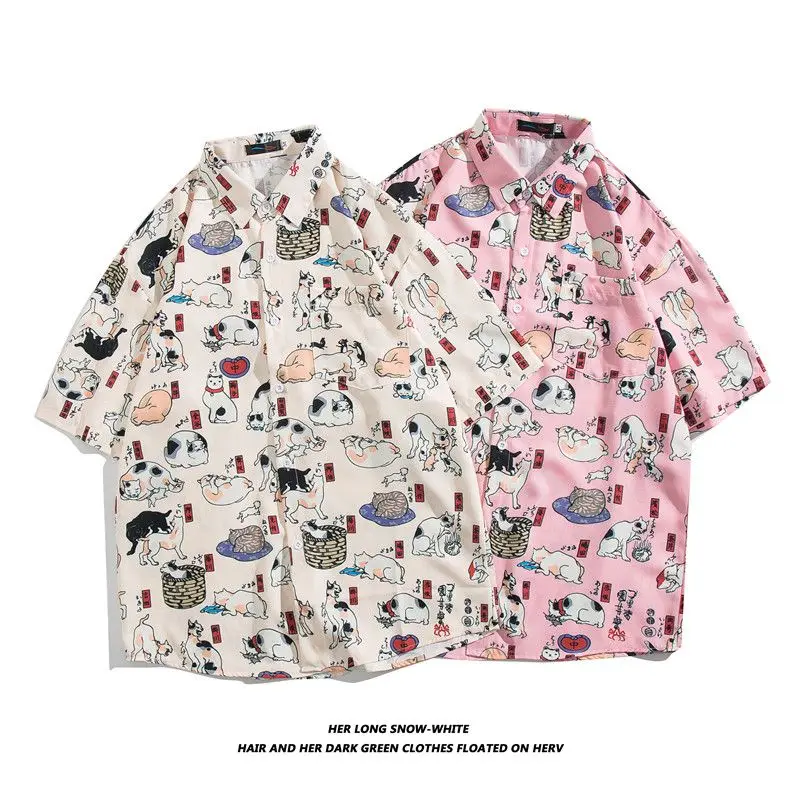 High-quality Hawaiian retro cool short-sleeved floral shirt