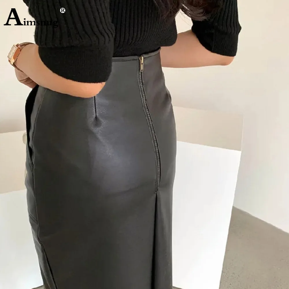 Women High Cut Fashion PU Leather Skirts 2024 America And Europe Sexy Zipper Fly Pencil Bodycon Lady Slim Faux Leather Outfits