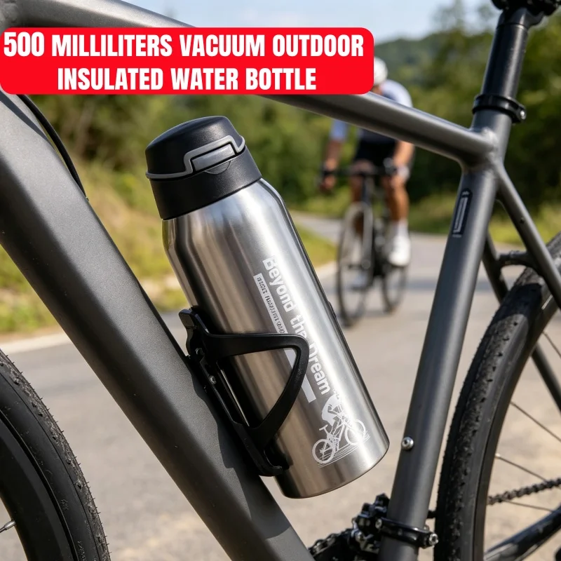 Image of Fahrrad-Trinkflasche, Fahrrad-Wasserflasche, Edelstahl-Fahrradzubehör-Flasche, Fahrradflasche, Thermoisolierung und Co.