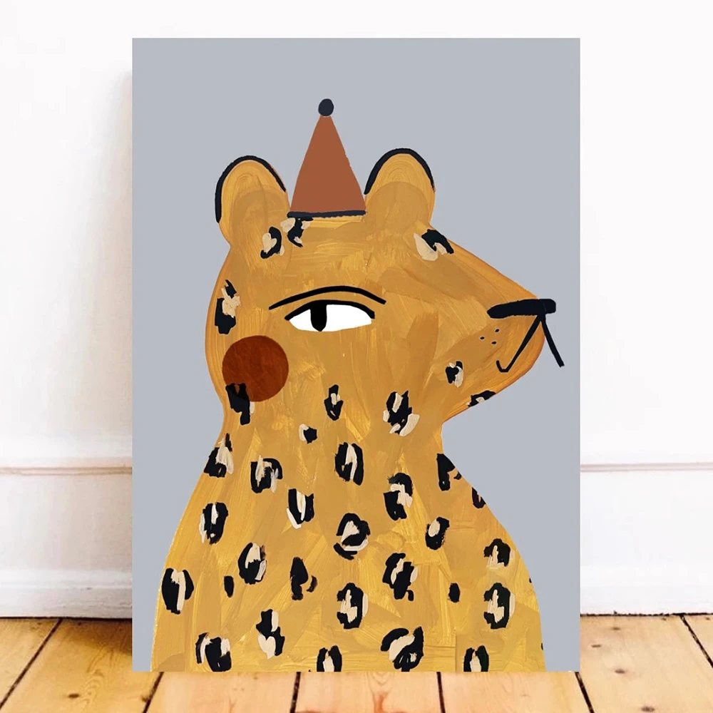 Cartoon Leopard Panda Pig Croissant Roll Dog Wall Art Canvas Painting Nordic Poster And Print Wall Pictures Baby Kids Room Decor