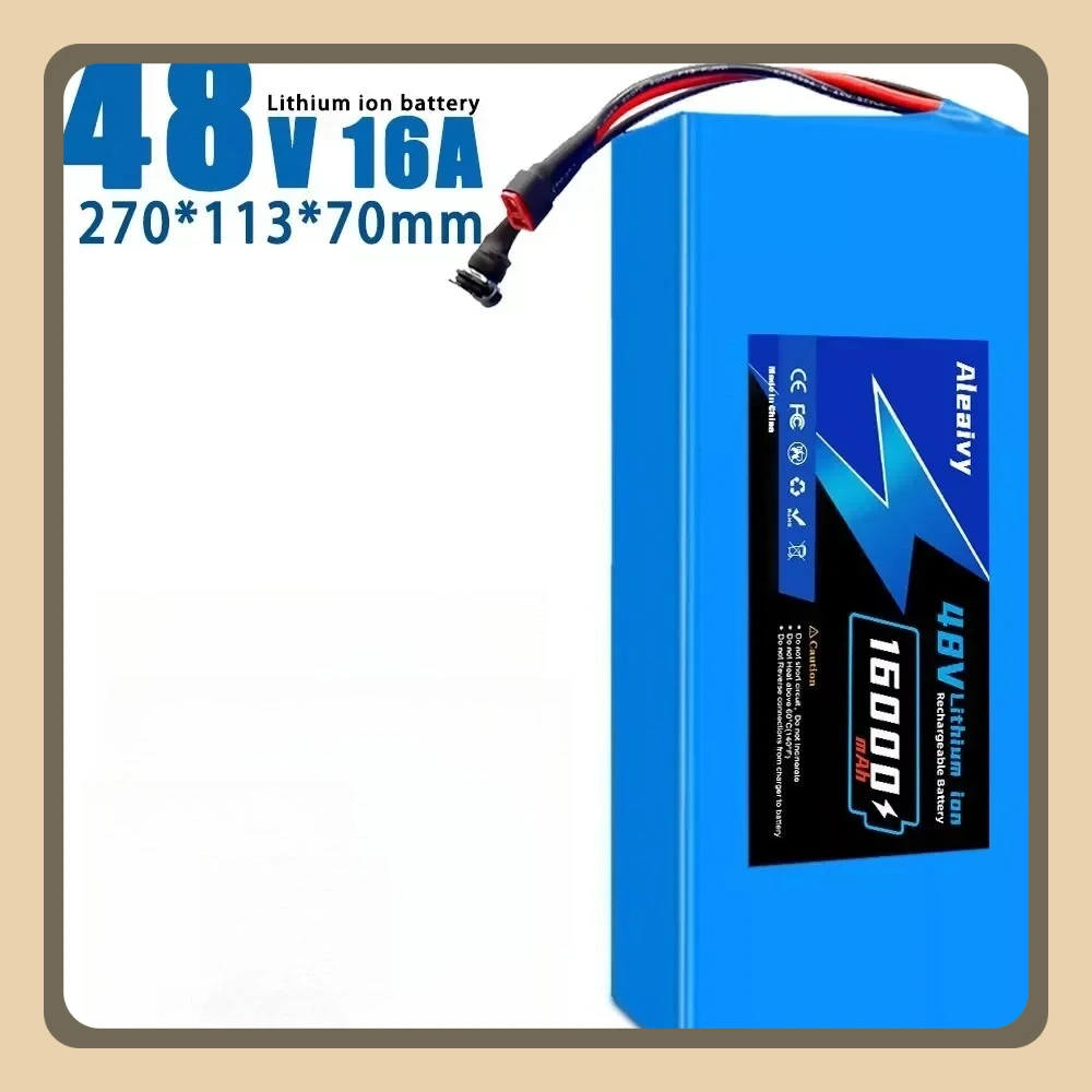 

48V 16Ah 18650 Lithium Ebike Battery, 30A BMS for 350W 500W 750W 1000W Motor, Compatible with,& Electric Scooter, Reliable Power