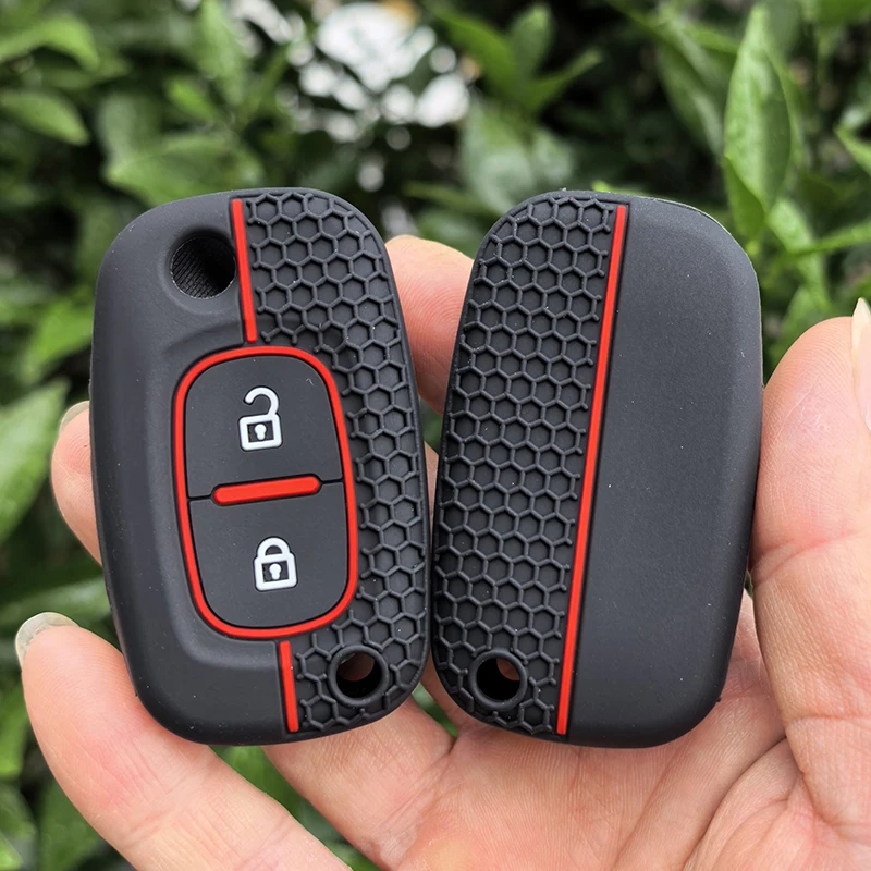 Funda de Silicona para Llave de Coche con 2 Botones, Funda Protectora de Goma para Renault Modus Clio Megane Kangoo para Lada 2017, Accesorios