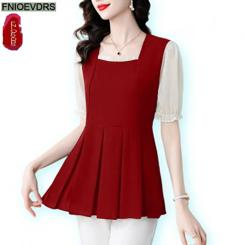 M-3XL Autumn 2024 Women European Fashion Elegant Layer Ruffles Shirt Casual Red Black Tunic Belly Peplum Tops And Blouses