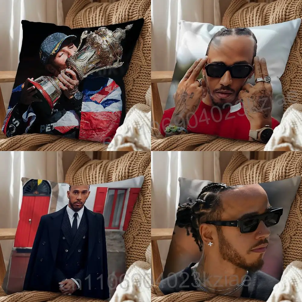 Playing at home in Silverstone Lewis Hamilton Pillow Case Anti-dustmite Pillowcase Invisible zipper silky short plush cover