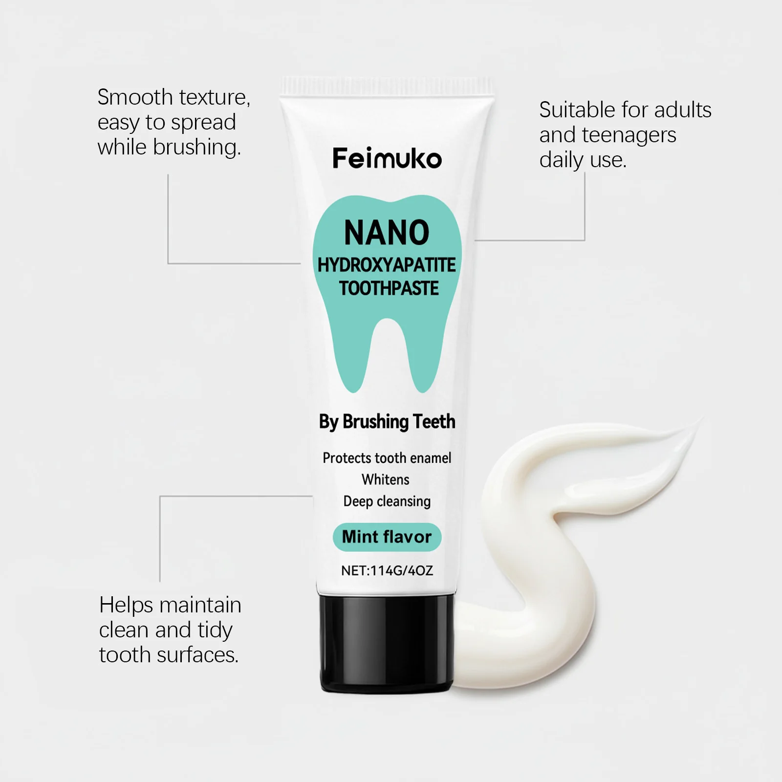 Mint Toothpaste Gentle Formula Daily Teeth Cleaning Long-Lasting Fresh Breath Oral Care Sensitive Gums Friendly