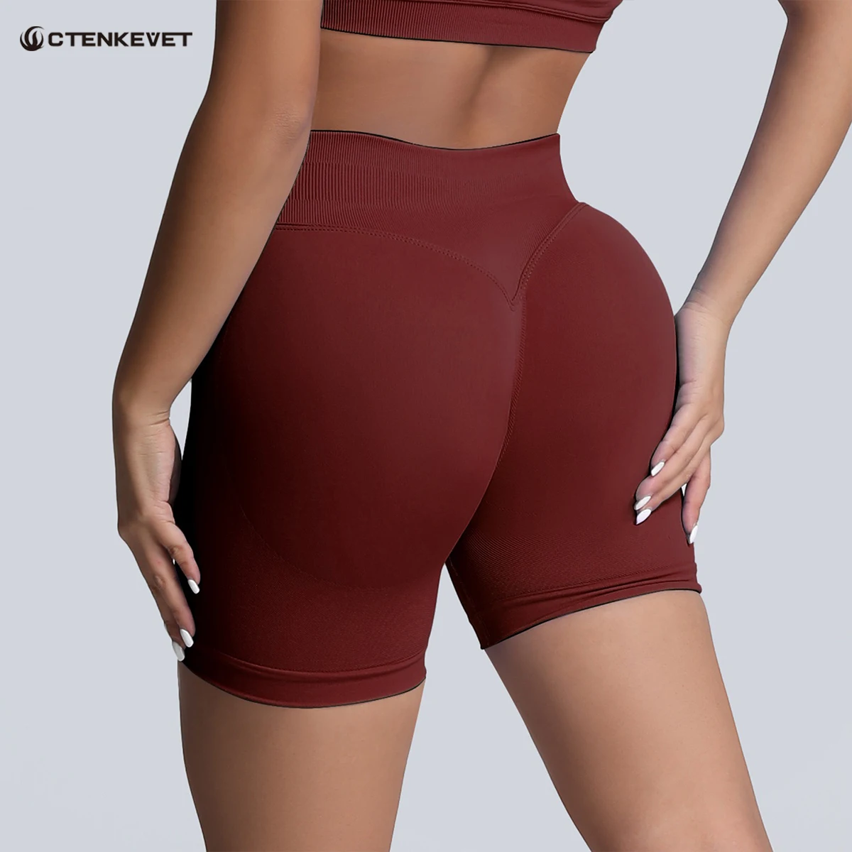 

Ctenkevet Women Low Waist With Pleats Sports Shorts Female Gym To Lift The Hips Trunks Seamless Three-Quarter Yoga Shorts Women