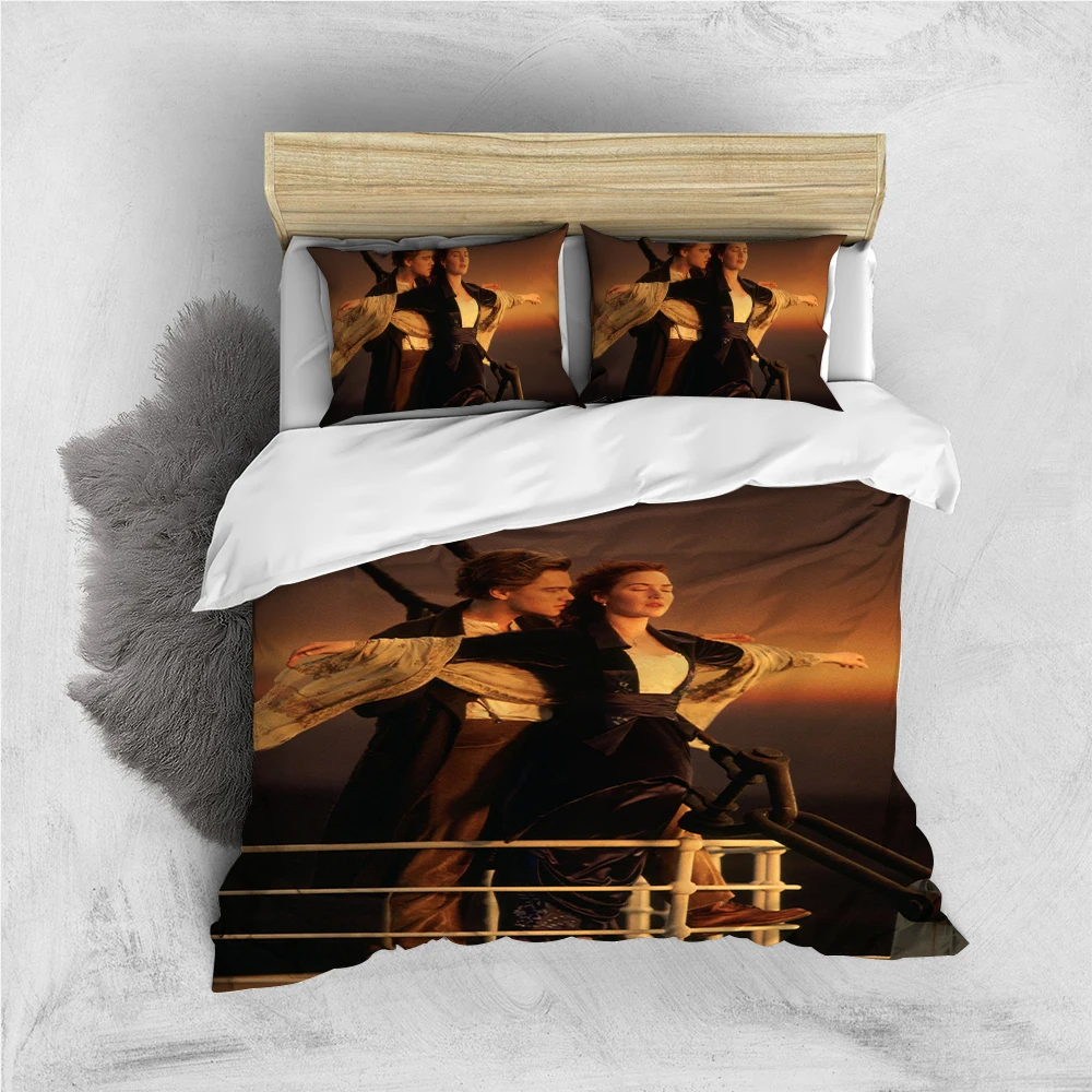 

Classics Titanic Movie Duvet Cover Set Home Style Bedding Soft Laundry Cotton Bed 3 Piece Set Student Dormitory Gift