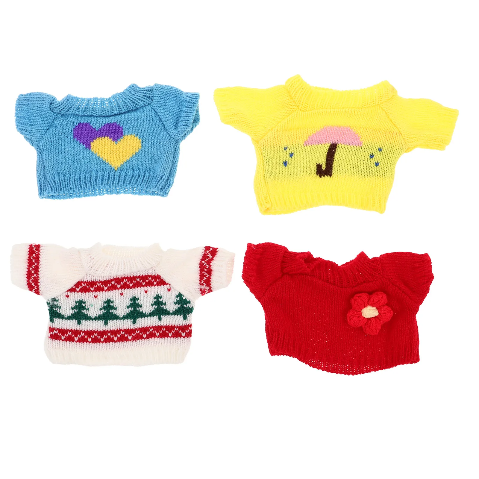 4Pcs Bear Clothing Set 30cm Cotton Sweater Replaceable Outfit for Stuffed Animals Holiday Decoration Bear Cotton Clothes