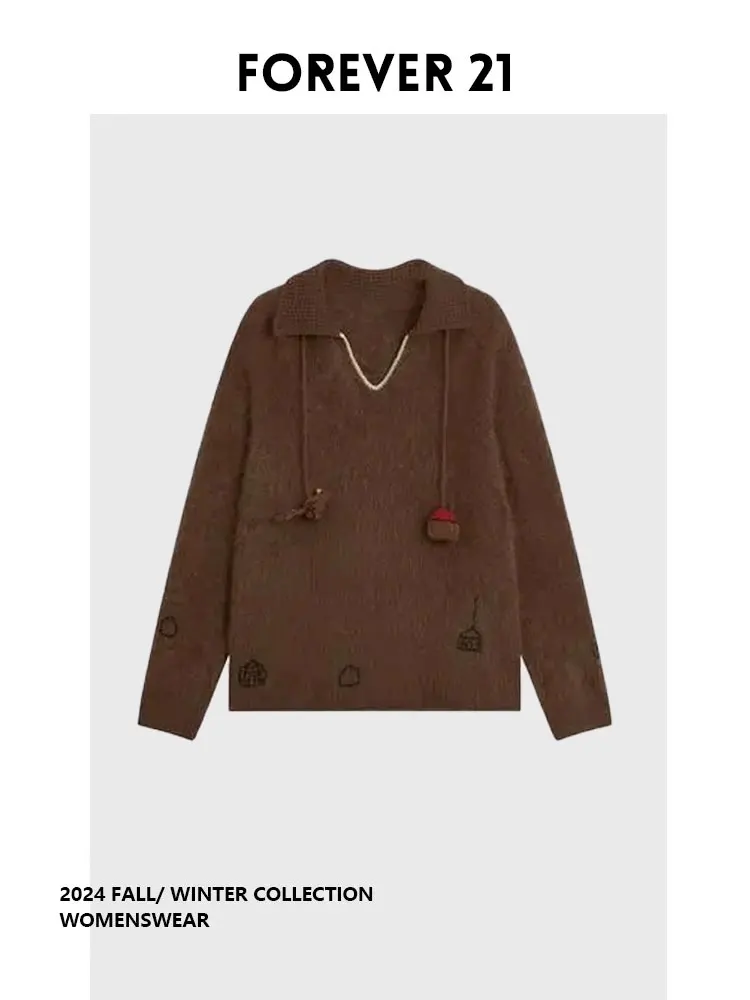 

Женская мягкая и уютная кофта Forever 2 Lazy Sle с длинным рукавом, повседневная, универсальная, с маленьким воротником, новинка зимы