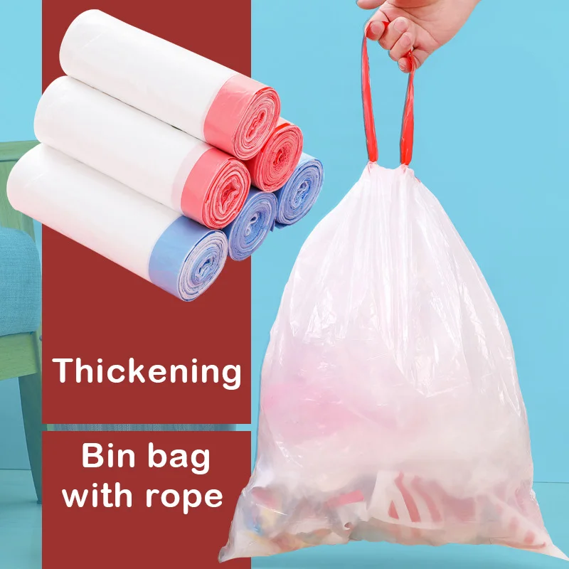 20pcs Garbage Bags Household Items Stringing Type Trash Bags Plastic Bags for Garbage Disposable Garbage Bag