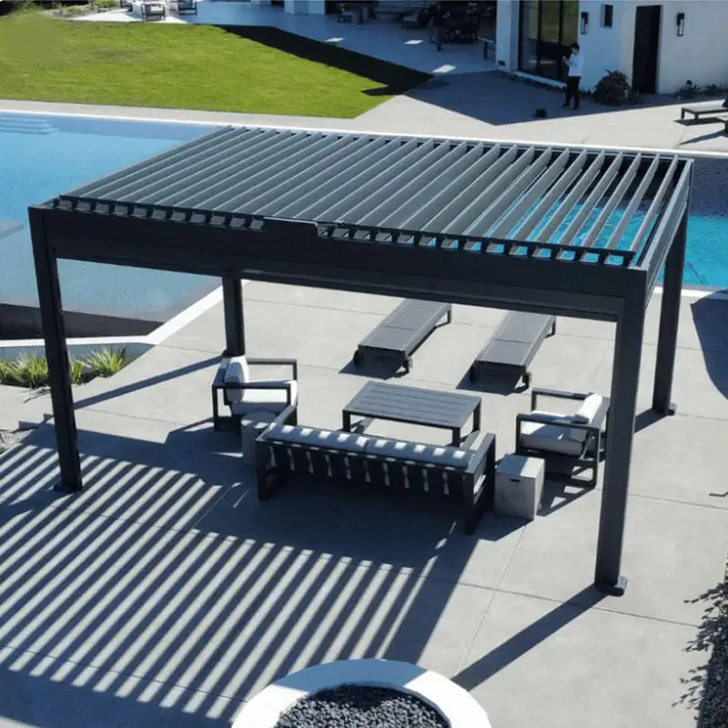 High Quality Summer Leisure Aluminum Pavilion Powder Coating Sun Protection Swimming Pool Pergola Outdoor Rectangular Gazebo