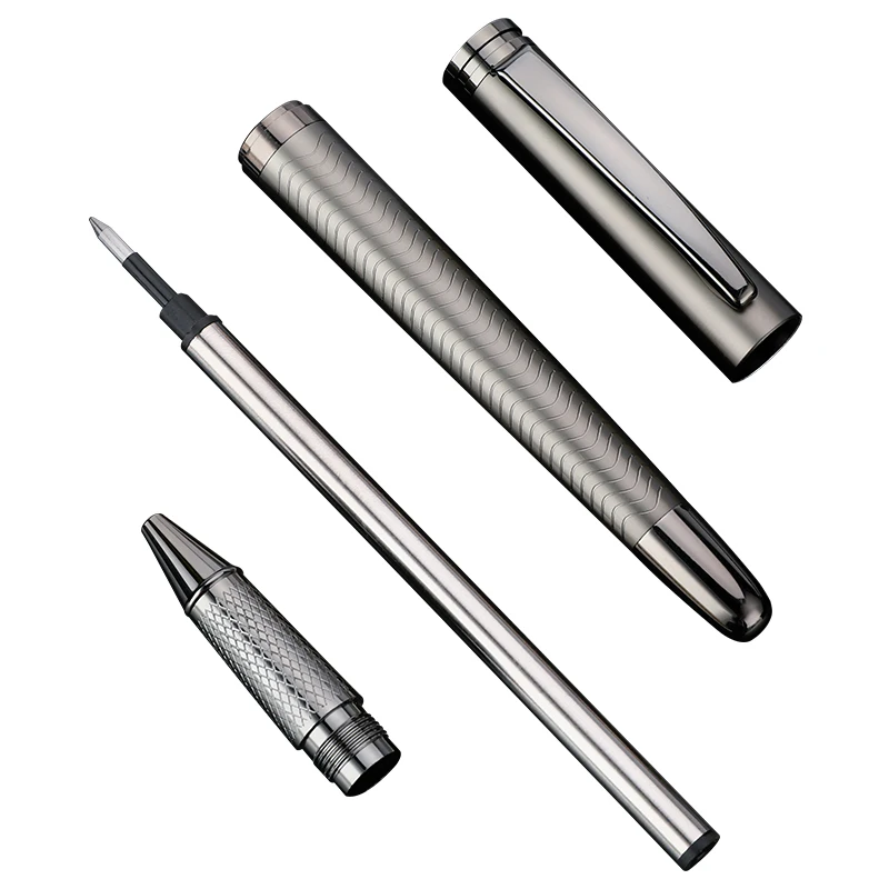 1 PC High Quality Luxury Full Metal Ballpoint Pen Silver Plating Ball Pens Business Writing Signing School Office Supplies 03733