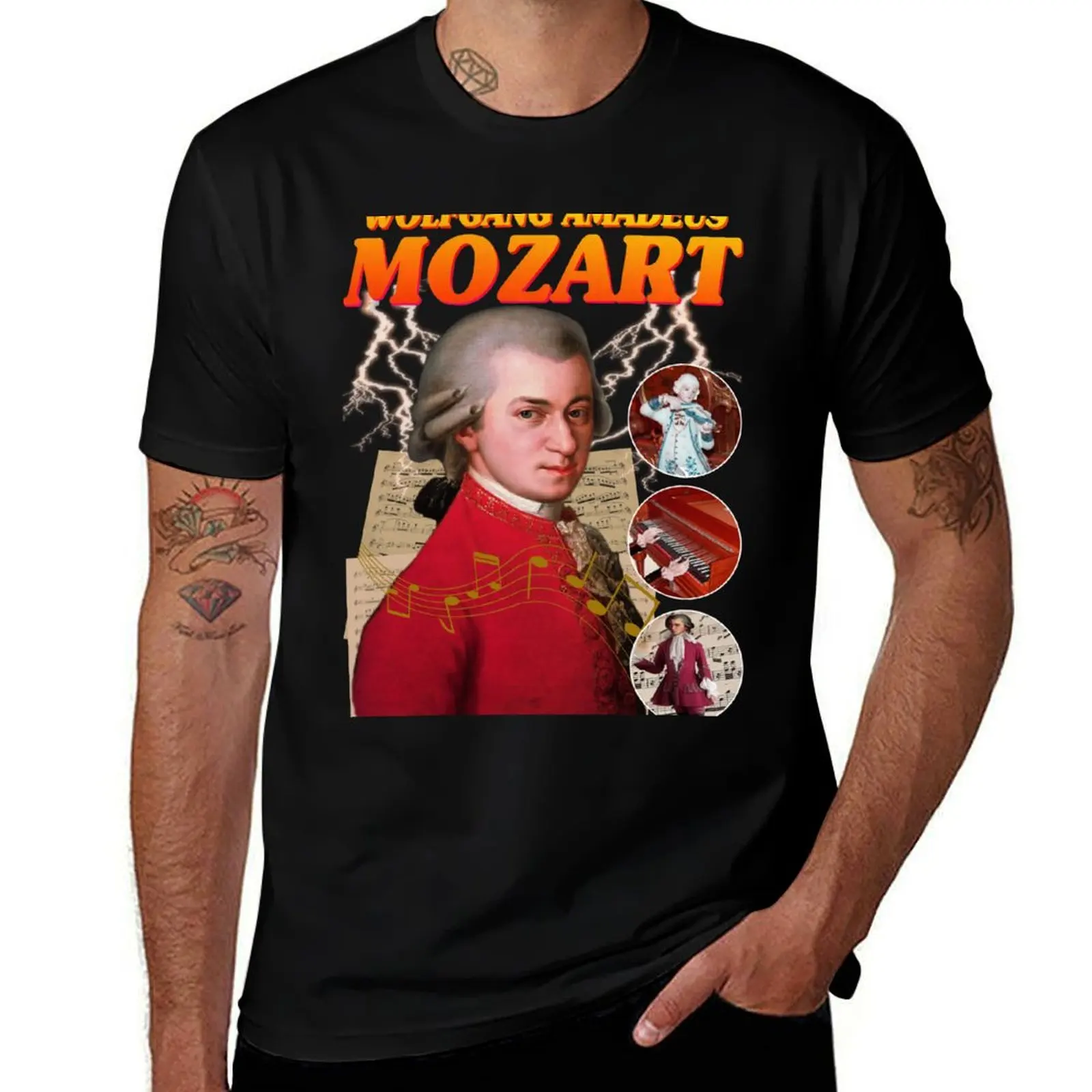 

MOZART RAP TEE Classical Composer Music Band Tee T-Shirt cotton t shirts man 100% T-Shirt