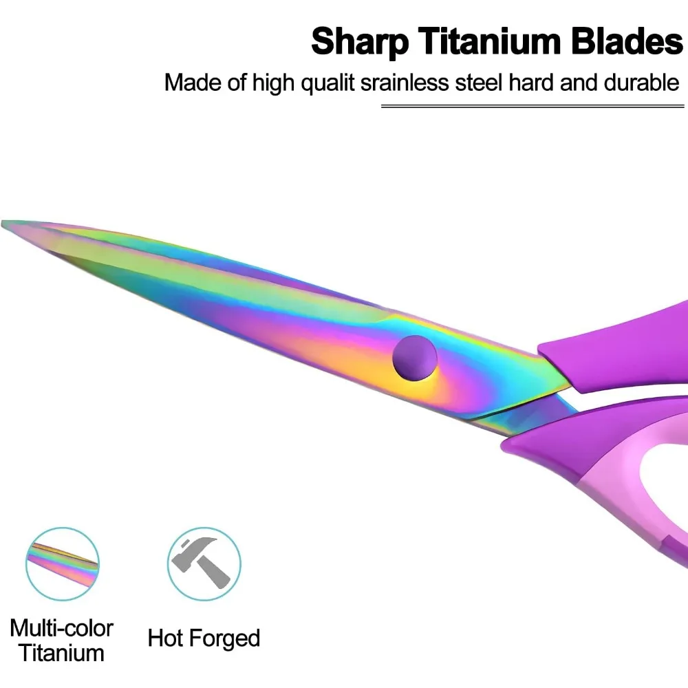 Bastelscheren-Set im 3er-Pack, Allzweck-Schere mit scharfen Titanklingen, bequemer Griff, Mehrzweck-Stoffschere