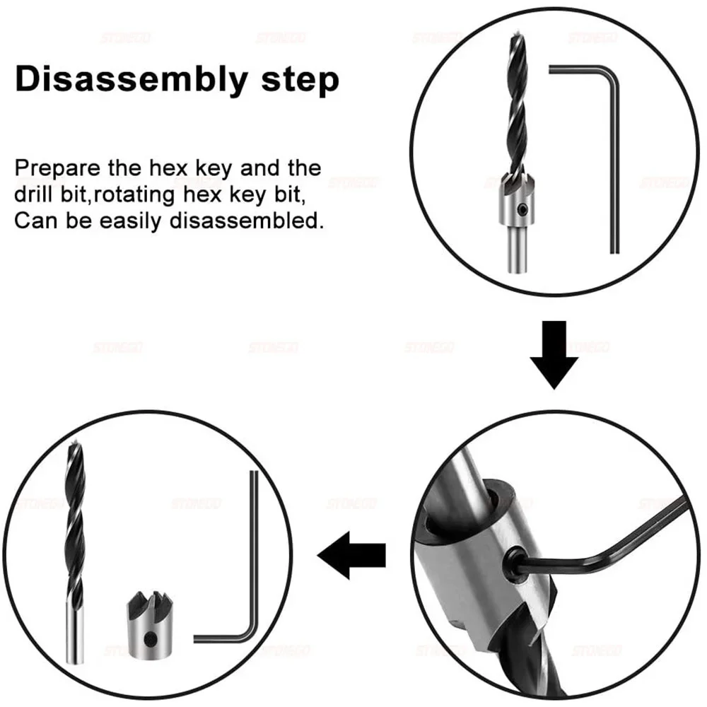 4Pcs/7Pcs Woodworking Chamfering Tool Hole Enlarging Drill Guide Drill High-speed Steel Drill Bit Woodworking Countersunk Drill