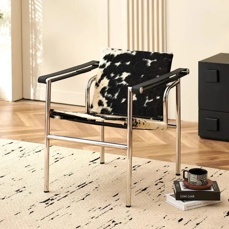Le Corbusier Italian Style Single Sofa Chair Designer Vintage Single Chair Stainless Steel Leisure Chair - Image 5